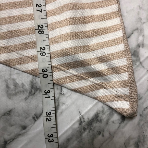 ALFRED DUNNER 3/4 Sleeve Lightweight Cardigan Open Front Beige Striped Sz L NWT - Picture 5 of 5